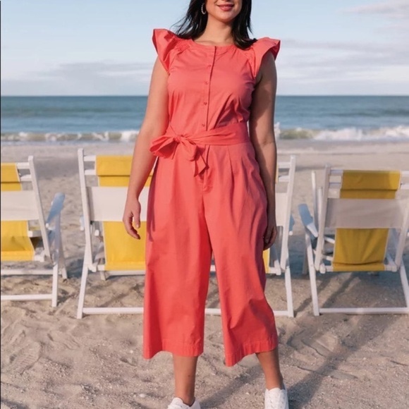 GAL MEETS GLAM Saffron Belted Flutter Sleeve Jumpsuit - Picture 1 of 6